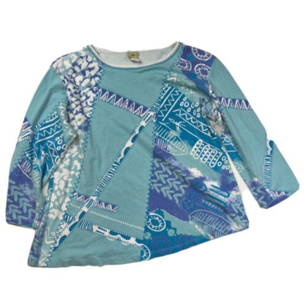 VTG Jess & Jane Women Shirt L Blue Long Sleeve Made in USA 90s A030522